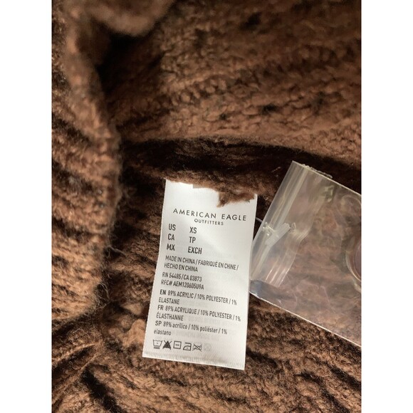 New! American Eagle Outfitters Chunky Brown Knit Cropped Cardigan Women’s Sz XS - Picture 11 of 11